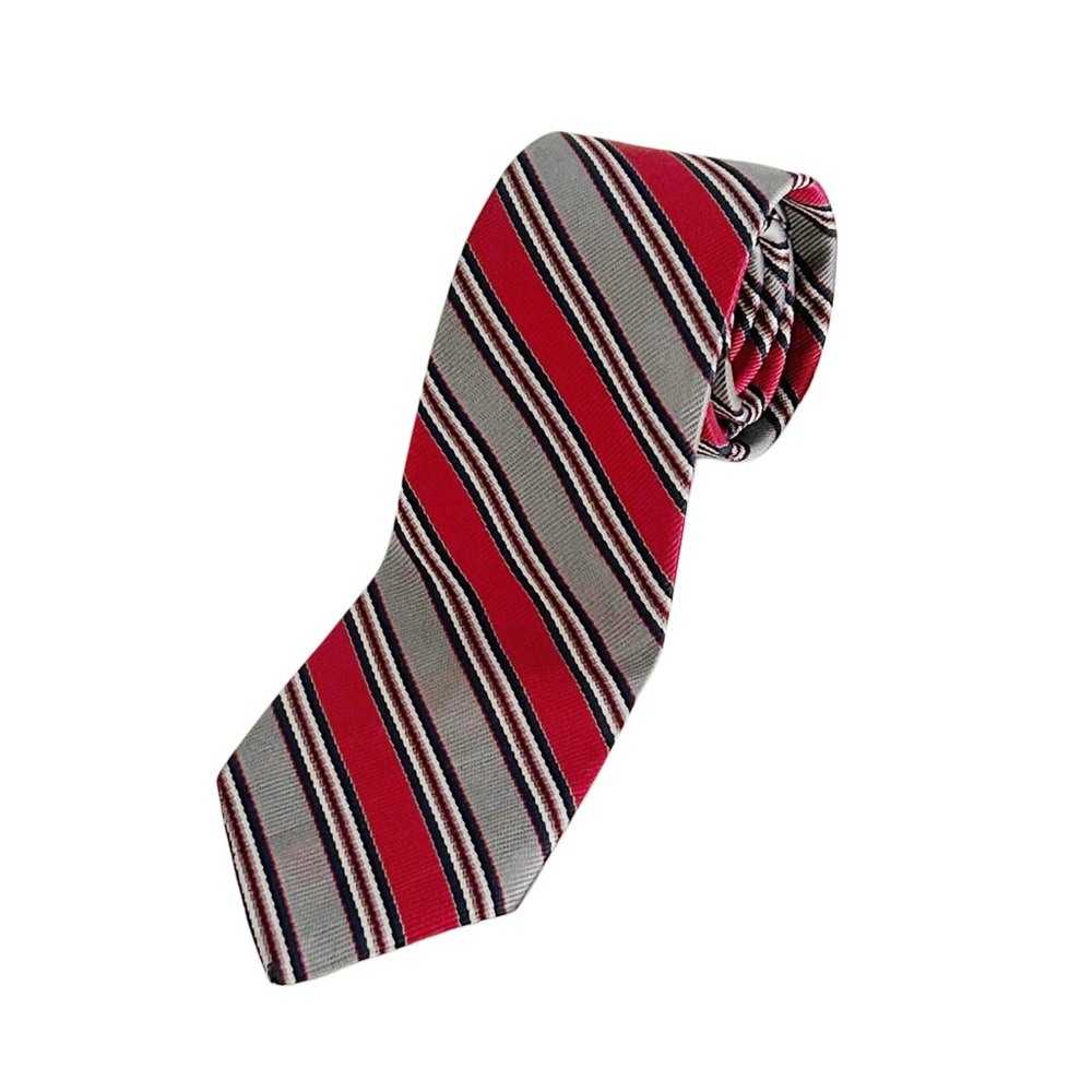 Hanover St. Red and Gray Striped Silk Tie